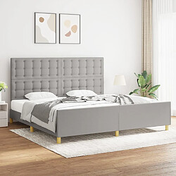 Maison Chic Lit adulte - Cadre Structure de lit avec tête de lit Contemporain Gris clair 200x200 cm Tissu -MN53594