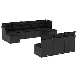 Maison Chic Salon de jardin 10 pcs avec coussins | Ensemble de Table et chaises | Mobilier d'Extérieur noir résine tressée -GKD12121