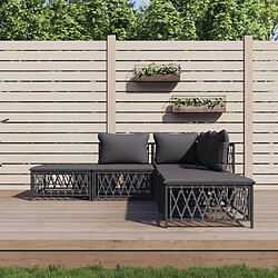 Maison Chic Salon de jardin 5 pcs avec coussins - Table et chaises d'extérieur - Mobilier/Meubles de jardin Moderne anthracite acier -MN82480