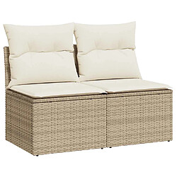 vidaXL Salon de jardin avec coussins 2 pcs beige résine tressée acacia