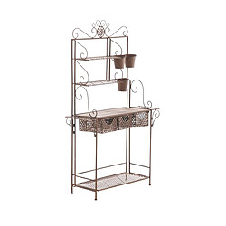 Decoshop26 Etagère de rangement pour véranda jardin balcon pliable fleur plante avec paniers en métal marron vieilli 10_0003821