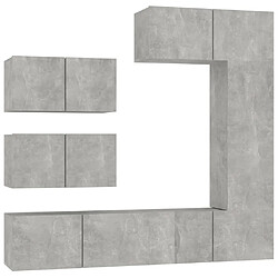 Maison Chic Ensemble de meubles TV 6 pcs | Banc TV Moderne pour salon | Meuble de Rangement - Gris béton Bois d'ingénierie -MN90885