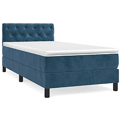 Maison Chic Lit Adulte - Lit simple Lit à sommier tapissier et matelas moelleux - Meuble de Chambre - Bleu foncé 80x200 cm Velours -MN31348