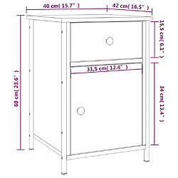 vidaXL Table de chevet chêne fumé 40x42x60 cm bois d'ingénierie pas cher