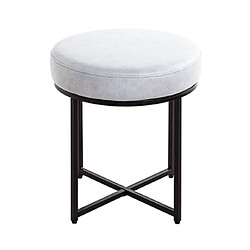 Mes Tabouret rond 42x45 cm en PU gris clair et métal noir