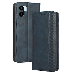 Etui en PU texture rétro, antichoc, magnétique avec support pour votre Xiaomi Redmi A1 4G - bleu