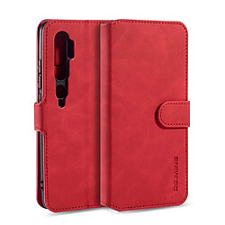 Dg.Ming Etui en PU + TPU style rétro avec support rouge pour votre Xiaomi Mi Note 10/Note 10 Pro