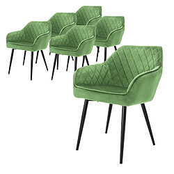 ML-Design Lot de 6x chaises de salle à manger rembourrée en velours fauteuils vert sauge