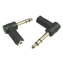 2 Pcs 3.5mm Stéréo Femelle à 6.35mm 1/4 ''mâle Adaptateur Audio à Angle Droit