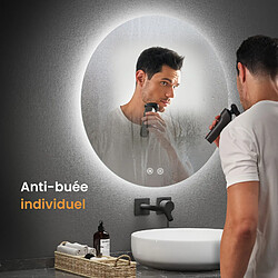 Avis EMKE Miroir lumineux salle de bain rond diamètre 50cm, Miroir LED rétro-éclairage avec Interrupteur Tactile, Anti-buée, Miroir avec éclairage Lumière Blanche Froide (Réglable)