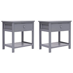 vidaXL Tables de chevet 2 pcs Gris 40x29x42 cm Bois de Paulownia