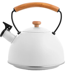 Bouilloire à Induction Théière Sifflet 2,3L Acier Inox. Poignée en Bois, , Blanc, Florina, Wooden