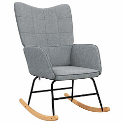 Avis vidaXL Chaise à bascule avec tabouret Gris clair Tissu