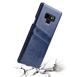 Acheter Wewoo Etui en Cuir Fierre Shann Retro Oil en Cuir PU pour Galaxy Note9, avec fentes pour cartes (Bleu)