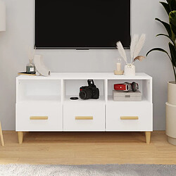 Maison Chic Meuble TV scandinave - Banc TV pour salon Blanc brillant 102x36x50 cm Bois d'ingénierie -MN56443