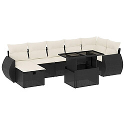 vidaXL Salon de jardin 8 pcs avec coussins noir résine tressée