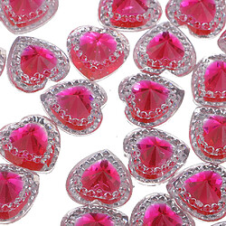 Avis 50 Pcs 12mm Coeur Résine Strass Boutons Flatback Double Forage Rose Rouge