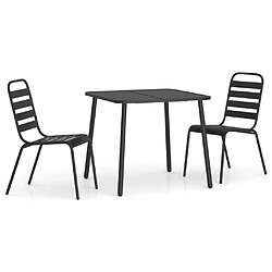 Salle à manger de jardin 3 pcs,Table et chaise à dîner anthracite acier -MN59831