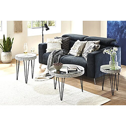 Avis Pegane Table basse coloris noir-blanc - H 46 x Ø 65 cm