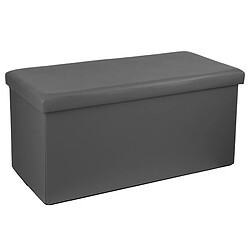 Pouf pliant double en PVC, coloris gris - Dim : L.76,6 x l.38 x H.37,5 cm -PEGANE