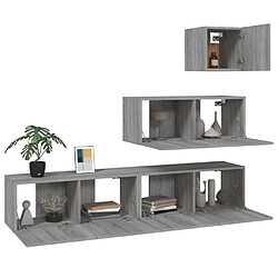 Acheter Maison Chic Ensemble de meubles TV 4 pcs | Banc TV Moderne pour salon | Meuble de Rangement - Sonoma gris Bois d'ingénierie -MN75235