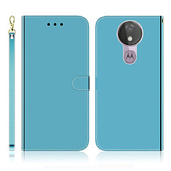 Wewoo Housse Coque Etui à rabat horizontal en surface miroir avec surface imitee pour Motorola Moto G7 fentes cartes et porte-cartes ainsi que portefeuille et lanière Bleu