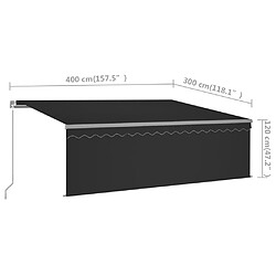 vidaXL Auvent manuel rétractable avec store 4x3 m Anthracite pas cher