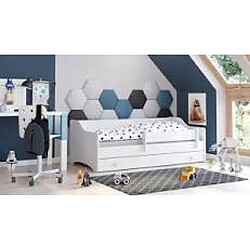 Kobi Lit enfant Kris blanc + tiroir de rangement 160x80cm - avec matelas