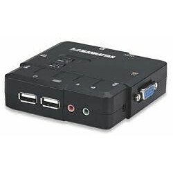 Arte Video Manhattan 151252 Noir commutateur écran, clavier et souris (KVM SWITCH COMPACT 2 PORT USB- - WITH CABLES AND AUDIO SUPPORT IN)