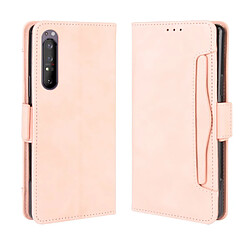 Etui en PU avec plusieurs porte-cartes rose pour votre Sony Xperia 1 II