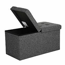 SONGMICS Coffre de Rangement Couvercle Pliable par 2 côtés Banc de Rangement Charge admissible 300 kg Grise Foncée 76 x 38 x 38 cm LSF46GYZ