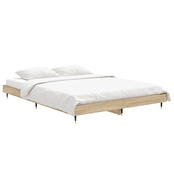 Acheter Maison Chic Lit adulte - Lit simple Cadre de lit,Structure du lit Contemporain chêne sonoma 135x190 cm bois d'ingénierie -MN89378