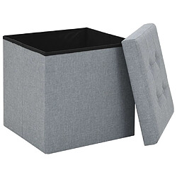 Avis vidaXL Tabourets de rangement pliables lot de 2 gris clair Faux lin