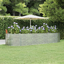 Maison Chic Jardinière,Lit surélevé de jardin - Bac à fleurs - pot de fleur Argenté Acier enduit de poudre -GKD33165