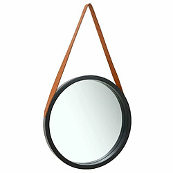 Maison Chic Miroir mural avec sangle | Miroir Décoration pour Maison Salle de Bain 50 cm Noir -GKD99004