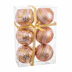 BigBuy Christmas Boules de Noël Rose Plastique Spirale 8 x 8 x 8 cm (6 Unités)