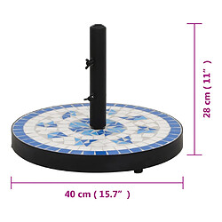 vidaXL Base de parasol bleu et blanc rond 12 kg pas cher