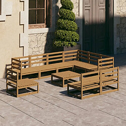 Maison Chic Salon de jardin 10 pcs - Table et chaises d'extérieur - Mobilier/Meubles de jardin Moderne marron miel bois de pin massif -MN71098