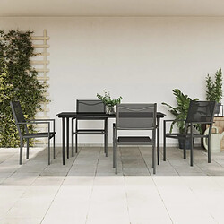 vidaXL Ensemble à manger de jardin 5 pcs noir textilène et acier