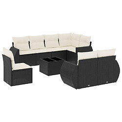 Maison Chic Salon de jardin 9 pcs avec coussins | Ensemble de Table et chaises | Mobilier d'Extérieur noir résine tressée -GKD57496