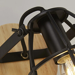 Searchlight Applique Murale Ronde Cage, Noir Mat & Bois