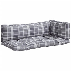 Maison Chic Lot de 3 Coussins Confort,Coussins de palette motif à carreaux gris tissu -GKD42860