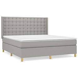 vidaXL Sommier à lattes de lit avec matelas Gris clair 180x200cm Tissu