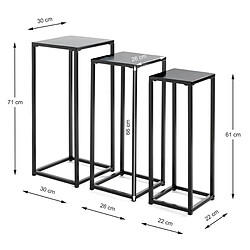 Pegane Lot de 3 portes plantes en métal coloris noir