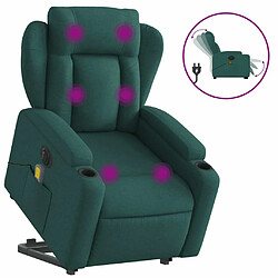 Maison Chic Fauteuil Relax pour salon, Fauteuil inclinable de massage électrique Vert foncé Tissu -GKD67281