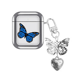 GUPBOO Airpods Coque Housse Étui Protecteur Compatible pour AirPods1/2-Ins fille papillon bleu