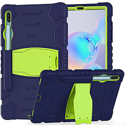 Coque en TPU + Silicone Résistant aux impacts souple avec béquille Bleu marin/Chaux pour votre Samsung Galaxy Tab S6 SM-T860 (Wi-Fi)/SM-T865 (LTE)/SM-T867