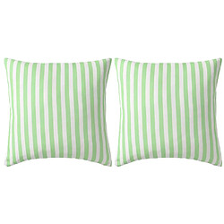 vidaXL Oreiller d'extérieur 2pcs Impression rayure 45x45 cm Vert pomme