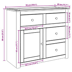 vidaXL Buffet avec tiroirs Panama 93x40x80 cm bois massif de pin pas cher