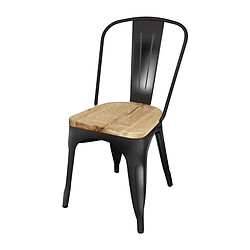 Chaise en Acier Noir avec Assise en Bois - Lot de 4 - Bolero Bistro